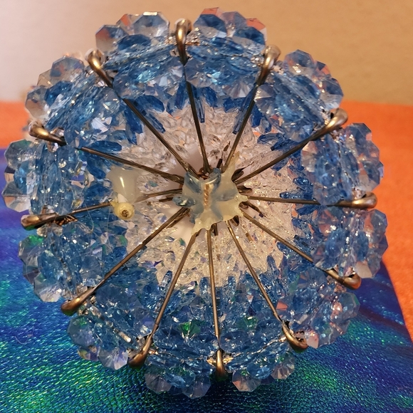 Vintage Handcrafted Safety Pin Doll Blue & Clear Dress  Umbrella BENIFIT CHARTIY - Picture 2 of 5